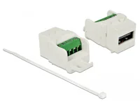 Delock Keystone-Modul USB 2.0, Buchse-Terminalblock Weiss - Modultyp: Keystone - Anschluss Front: Buchse USB A - Anschluss Rück: Terminalblock - Medientyp: USB - Schirmung: Nein - Verpackungseinheit: 1 Stück