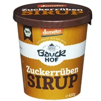 Bauck Mühle Bio Demeter  Zuckerrübensirup 450 g - Produkttyp: Zucker - Nährwertangabe pro: 100 g - Energiegehalt (in kj): 1281 KJ - Energiegehalt (in kcal): 302 Kcal - Fett: 0 g - Davon gesättigte Fettsäuren: 0 g