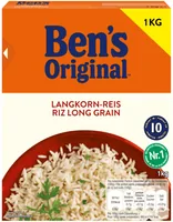 Ben's Original Reis Langkorn 2 kg - Produkttyp: Langkorn - Nährwertangabe pro: 100 g - Energiegehalt (in kj): 666 KJ - Energiegehalt (in kcal): 157 Kcal - Fett: 0.5 g - Gesättigte Fettsäuren: 0 g