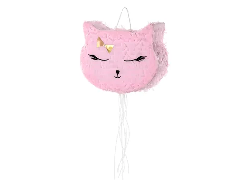 Partydeco Pinata Katze, 35 x 27 x 9 cm, Rosa, 1 Stück - Motiv: Katze - Detailfarbe: Rosa