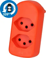 Max Hauri Abzweigstecker maxADAPTturn 2x Typ 13 - Detailfarbe: Orange - Schalter: 2 Schalter - Steckdosenanzahl: 2 - Ausstattung: drehbar 320° - Kinderschutz: Nein