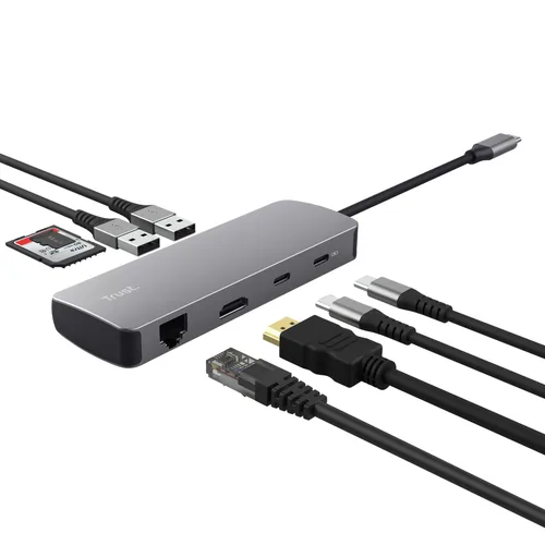 Trust 25672 interface hub USB Type-C Grey
