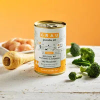 Grau Nassfutter Geflügel, Pastinake, Brokkoli 400 g - Tierbedürfnis: Kein besonderes Bedürfnis - Geschmacksrichtung: Geflügel - Zertifikate: Keine Zertifizierung - Fleischsorte: Geflügel - Futtereigenschaft: Getreidefrei - Ohne künstliche Zusätze - Hoher 