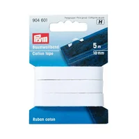 Prym Baumwollband Weiss, 5 m x 10 mm - Verpackungseinheit: 1 Stück - Detailfarbe: Weiss - Produkttyp: Baumwollband