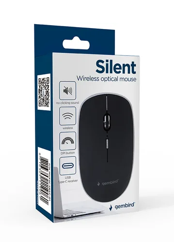 Gembird MUSW-4BSC-01 mouse Ambidextrous RF Wireless + USB Type-C Optical 1600 DPI