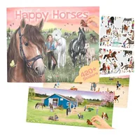 Depesche Stickerbuch Happy Horses 24 Seiten, 6 Blätter Sticker - Motiv: Pferde