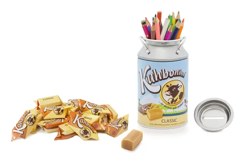 Kuhbonbon Classic Karamell Milchkanne 200 g - Produkttyp: Kaubonbons - Nährwertangabe pro: 100 g - Energiegehalt (in kj): 391 KJ - Energiegehalt (in kcal): 1654 Kcal - Fett: 6.3 g - Gesättigte Fettsäuren: 4.3 g