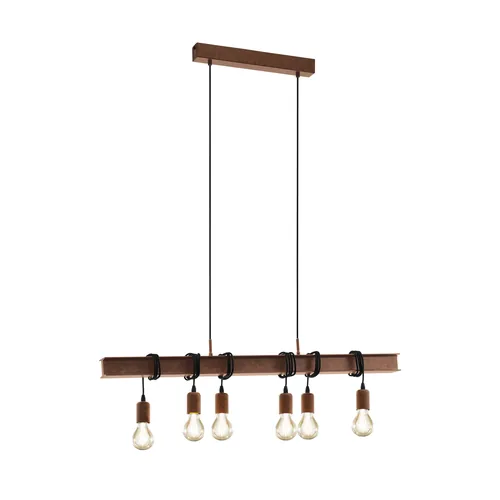 EGLO Leuchten Pendelleuchte TOWNSHEND 4 6x E27 Antik-Braun - Betriebsart: Netzbetrieb - Lampensockel: E27 - Farbtemperatur Kelvin: Je nach Leuchtmittel - Gesamtleistung: 360 W - Farbwiedergabeindex CRI: 0 - Dimmbar: dimmbar