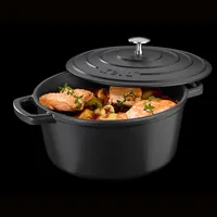 Kela Bräter Calido rund 26 cm, Schwarz - Material: Gusseisen - Topfart: Bräter - Kompatible Kochfelder: Backofen - Glaskeramik - Gas - Halogen - Induktion - Elektro - Antihaftbeschichtung: Nein - Detailfarbe: Schwarz - Spülmaschinenfest: Nein