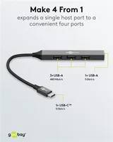 Goobay 74457 interface hub USB 3.2 Gen 1 (3.1 Gen 1) Type-C 5000 Mbit/s Light grey