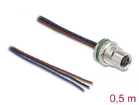 DeLOCK M8 panel-mount cable A-coded 3 pin female for panel with open cable ends front mounting 0.5 m
