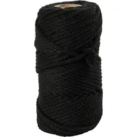 Creativ Company Baumwollgarn Makramee Rope 330 g, Schwarz - Packungsgrösse: 1 Stück - Länge: 55 m - Material: Polyester - Baumwolle - Detailfarbe: Schwarz - Nadelstärke: 4 mm - Waschbar bei: 20 °C