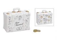 G. Wurm Spardose Koffer Just Married 6 x 14 x 13 cm - Breite: 14 cm - Höhe: 13 cm - Länge: 6 cm - Produkttyp Geschenke: Spardosen - Motiv: Hochzeit - Koffer