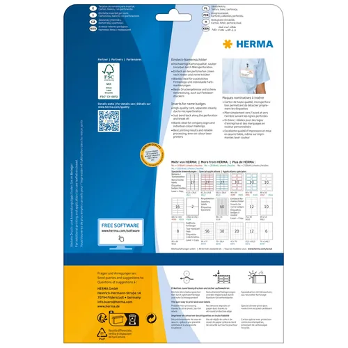HERMA Namens-Einsteckschild. A4 90x60 mm weiß Karton 200 St.