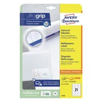Avery Zweckform Universal-Etiketten 6170 64x36 mm, 30 Blatt - Klebehaftung: Permanent - Drucker Kompatibilität: Laser - Inkjet - Anzahl Blatt: 30 × - Papierformat: A4 - Anzahl Etiketten: 630 - Etikettengrösse: 64x36 mm