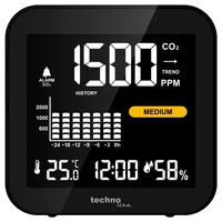 Technoline CO2 Luftgütemonitor WL 1025 - Detailfarbe: Schwarz - Anwendungsbereich: Temperatur-/Feuchtemessung - Messung der CO?-Konzentration - Typ: Messgerät