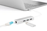 DIGITUS USB Adapter USB3.0C -> GB Ethernet3-Port-Hub weiss