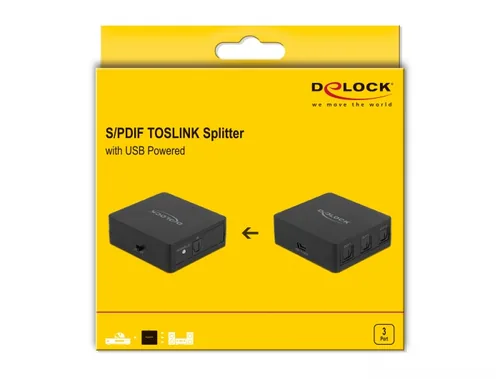 Delock Umschalter Toslink Splitter 1 In 3 Out Toslink - Anzahl Eingänge: 1 × - Anzahl Ausgänge: 3 × - Anschluss Seite A: Toslink - Anschluss Seite B: Toslink