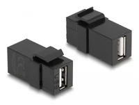 Delock Keystone-Modul USB 2.0 A Schwarz - Modultyp: Keystone - Anschluss Front: Buchse USB2.0 - Anschluss Rück: Buchse USB2.0 - Medientyp: USB - Schirmung: Nein - Verpackungseinheit: 1 Stück