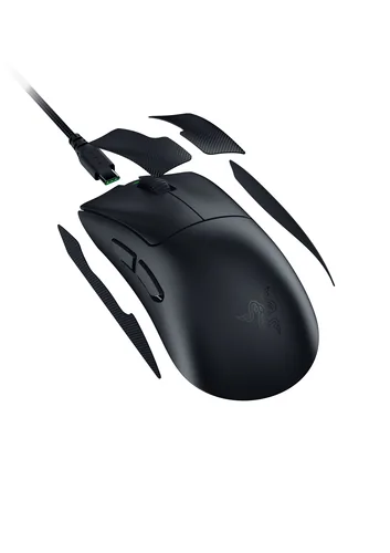Razer Gaming-Maus DeathAdder V4 Pro - Bedienungsseite: Rechtshänder - Maus Features: Programmierbare DPI-Einstellung - Programmierbare Tasten - Scrollrad - Seitliche Zusatztasten - Detailfarbe: Schwarz - Gewicht: 56 g - Schnittstelle: USB-C - Maximale Emp