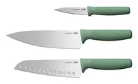 BergHOFF Messer-Set Leo Forest 3-teilig - Typ: Santokumesser - Kochmesser - Schälmesser - Klingenmaterial: Edelstahl - Griffmaterial: Edelstahl - Inklusive Messerblock: Nein - Set: Ja - Detailfarbe: Forest