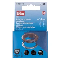 Prym Ösen mit Scheiben 15 Stück, Dunkelbraun-Silber - Verpackungseinheit: 15 Stück - Detailfarbe: Silber - Dunkelbraun - Produkttyp: Ösen