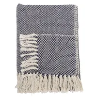 Bloomingville Decke Barry 130 x 160 cm, Beige/Dunkelblau - Eigenschaften: Aus recyceltem Material - Zertifikate: Keine Zertifizierung - Breite: 130 cm - Höhe: 160 cm - Detailfarbe: Beige - Dunkelblau - Produkttyp: Decken