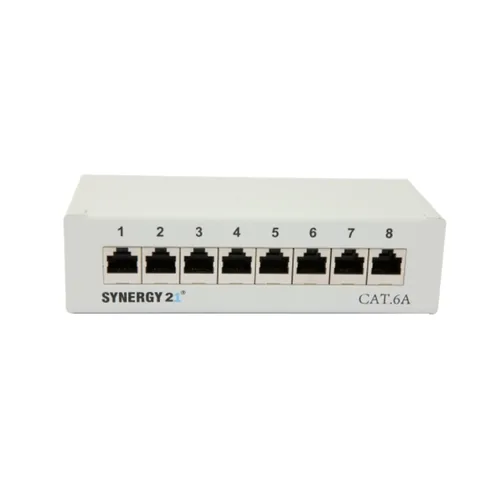 Synergy21 Patch Panel 8xTP, CAT6A, 500Mhz, Aufputz , Lichtgrau, LSA