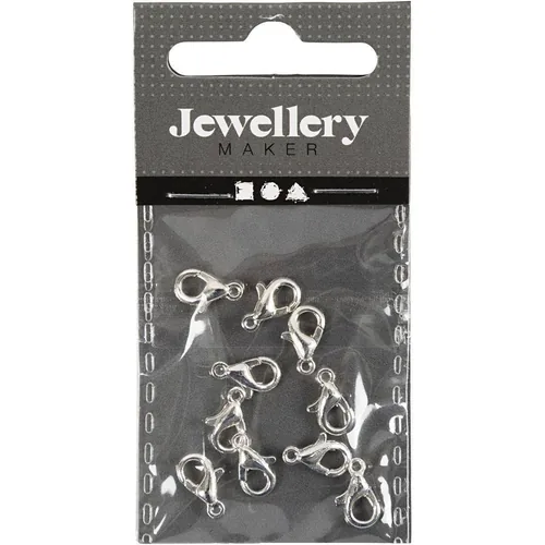 Creativ Company Verschluss Karabiner 10 Stück, 10 mm, Silber - Detailfarbe: Silber - Material: Metall - Verpackungseinheit: 10 Stück - Verschlussart Schmuck: Karabiner