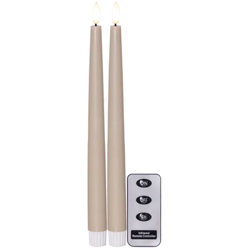 Star Trading LED-Stabkerzen Set Flamme Slim, 2 Stück, Beige - Betriebsart: Batteriebetrieb - Fernbedienung: Ja - Aussenanwendung: Nein - Höhe: 28.5 cm - Timerfunktion: Ja - Set: Ja