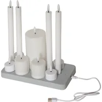 Star Trading LED-Kerzen Set Flamme Charge Mix, Weiss - Betriebsart: Akkubetrieb - Fernbedienung: Nein - Aussenanwendung: Nein - Höhe: 27 cm - Timerfunktion: Keine Angaben - Set: Ja