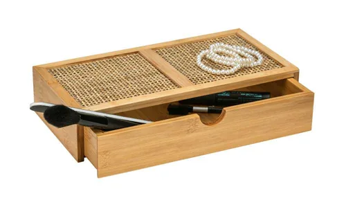 Wenko Aufbewahrungsbox Allegre mit Schublade, Hellbraun - Materialtyp: Holz - Material: Rattan - Detailfarbe: Hellbraun - Produkttyp: Aufbewahrungsbox