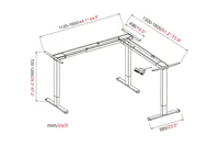Digitus Electrically height-adjustable table frame, 90° L-shaped, triple motor, 2-step, white