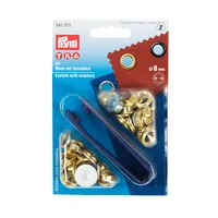Prym Ösen + Scheiben 8 mm, Gold, 24 Stück - Produkttyp: Ösen - Detailfarbe: Gold