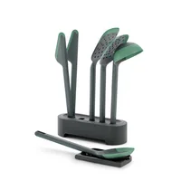 Lékué Küchenutensilien mit Ständer PBT/Silikon, Grün/Schwarz - Detailfarbe: Grün - Spülmaschinenfest: Ja - Material Küchenhelfer: Kunststoff - Silikon