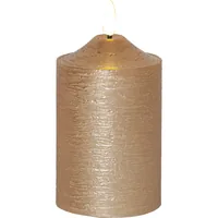 Star Trading LED-Kerze Pillar Flamme Ø 7.5 x 15 cm, Gold - Betriebsart: Batteriebetrieb - Fernbedienung: Nein - Aussenanwendung: Nein - Höhe: 15 cm - Timerfunktion: Ja - Set: Nein