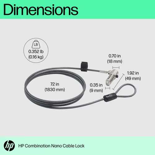 HP Notebook Sicherheitskabelschloss Nano Combination lock