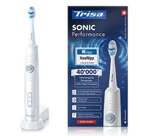 Trisa Schallzahnbürste Sonic Performance - Zahnbürsten-Art: Schallzahnbürste - Stromversorgung: Akkubetrieb - Reinigungsmodi: Sensitiv - Tägliche Reinigung - Detailfarbe: Weiss - Anwender: Erwachsene - Bluetooth: Nein