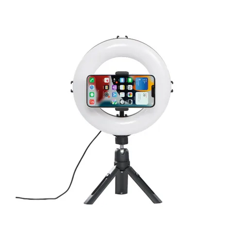 Hama Ringlicht SpotLight Smart 80 II - Farbtemperatur Kelvin: 5500 K - 2100 K - 3000 K - Lichtfarbe: Tageslichtweiss (Kaltweiss) - Neutralweiss - Warmweiss - Leuchtenfarbe: Schwarz