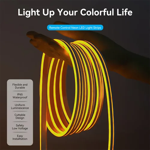 Vention Silicone Neon LED strip with remote control, 12V, 2m