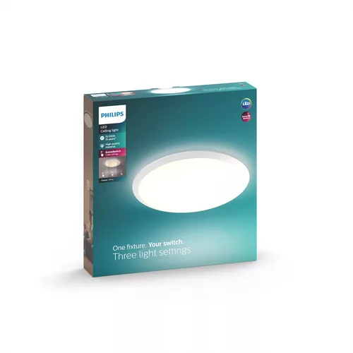 Philips Deckenleuchte Cavanal, 18 W, 1500 lm, 2700 K, Weiss - Leuchten Kategorie: Deckenleuchte - Betriebsart: Netzbetrieb - Lampensockel: LED fest verbaut - Farbtemperatur Kelvin: 2700 K - Dimmbar: dimmbar - Farbwiedergabeindex CRI: 80