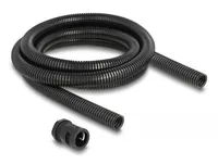 Delock Kabelschutzschlauch 2 m x 18,5 mm mit 2 x PG13,5 Schlauchverschraubung Set schwarz