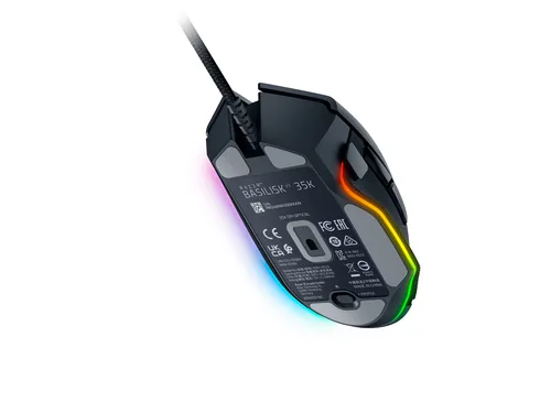 Razer Gaming-Maus Razer Basilisk V3 35K - Maus Features: Programmierbare DPI-Einstellung - Umschaltbare DPI-Auflösung - RGB-Beleuchtung - Seitliche Zusatztasten - Beleuchtung - Programmierbare Tasten - Scrollrad - Integrierter Speicher - Bedienungsseite: 