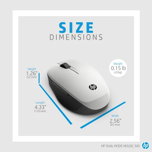 HP Maus 300 Dual Mode Kabellos BTUSB-A Weiß