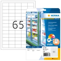 HERMA Tiefkühletiketten 4388 38.1 x 21.2 mm - Klebehaftung: Permanent - Drucker Kompatibilität: Laser - Inkjet - Anzahl Blatt: 25 × - Papierformat: A4 - Anzahl Etiketten: 1625 - Etikettengrösse: 38.1 x 21.2 mm