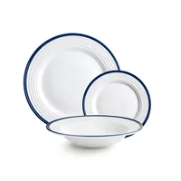 Ibili Teller-Set Provence 27.1-22.8-19.5 cm 12 Stück, Blau/Weiss - Material: Porzellan - Teller Typ: Speise-Service - Detailfarbe: Blau - Weiss - Form: Rund