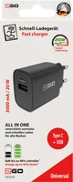 2GO Ladegerät 20W 2-Port 1x USB-A u. 1x USB-C schwarz