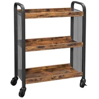 VASAGLE Bartrolley mit Rollen 66 x 85 cm, Braun/Schwarz - Tiefe: 26 cm - Breite: 66 cm - Höhe: 85 cm - Detailmaterial: Metall - Holz - Grundmaterial: Holz - Metall