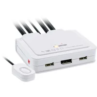 InLine KVM Switch - 2-fach - USB-C+DP zu DisplayPort - 4K - Audio - integr. Kabel