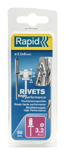 Rapid Blindnieten Universal Ø 3.2 x 8 mm - Zubehörtyp: Blindnieten - Verpackungseinheit: 50 Stück